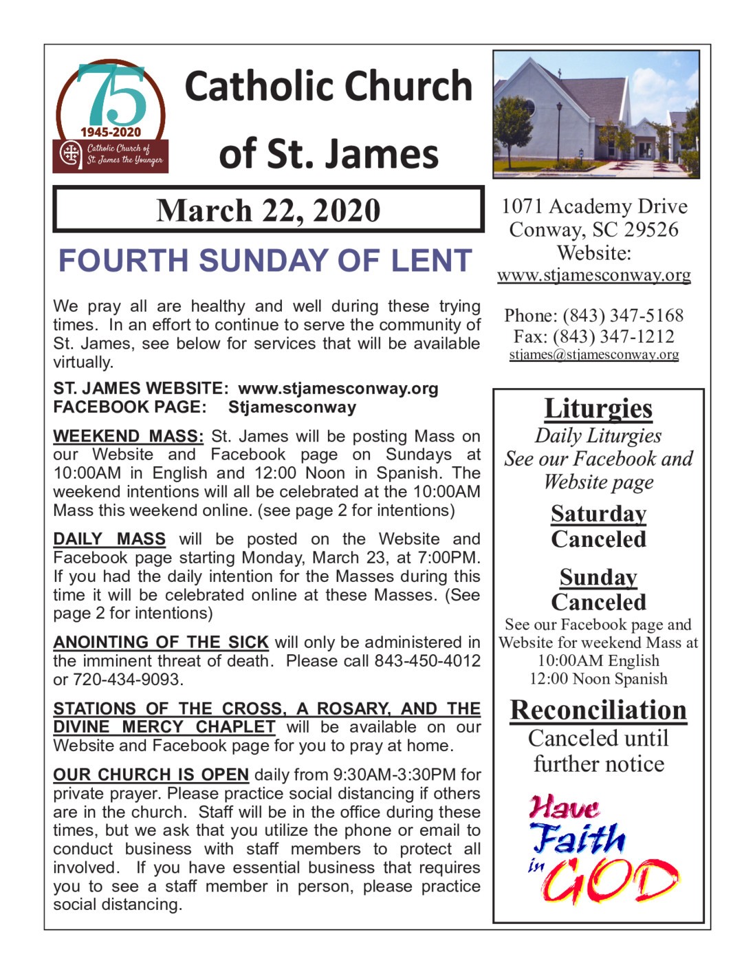 Bulletins The Catholic Church of St. James the Younger