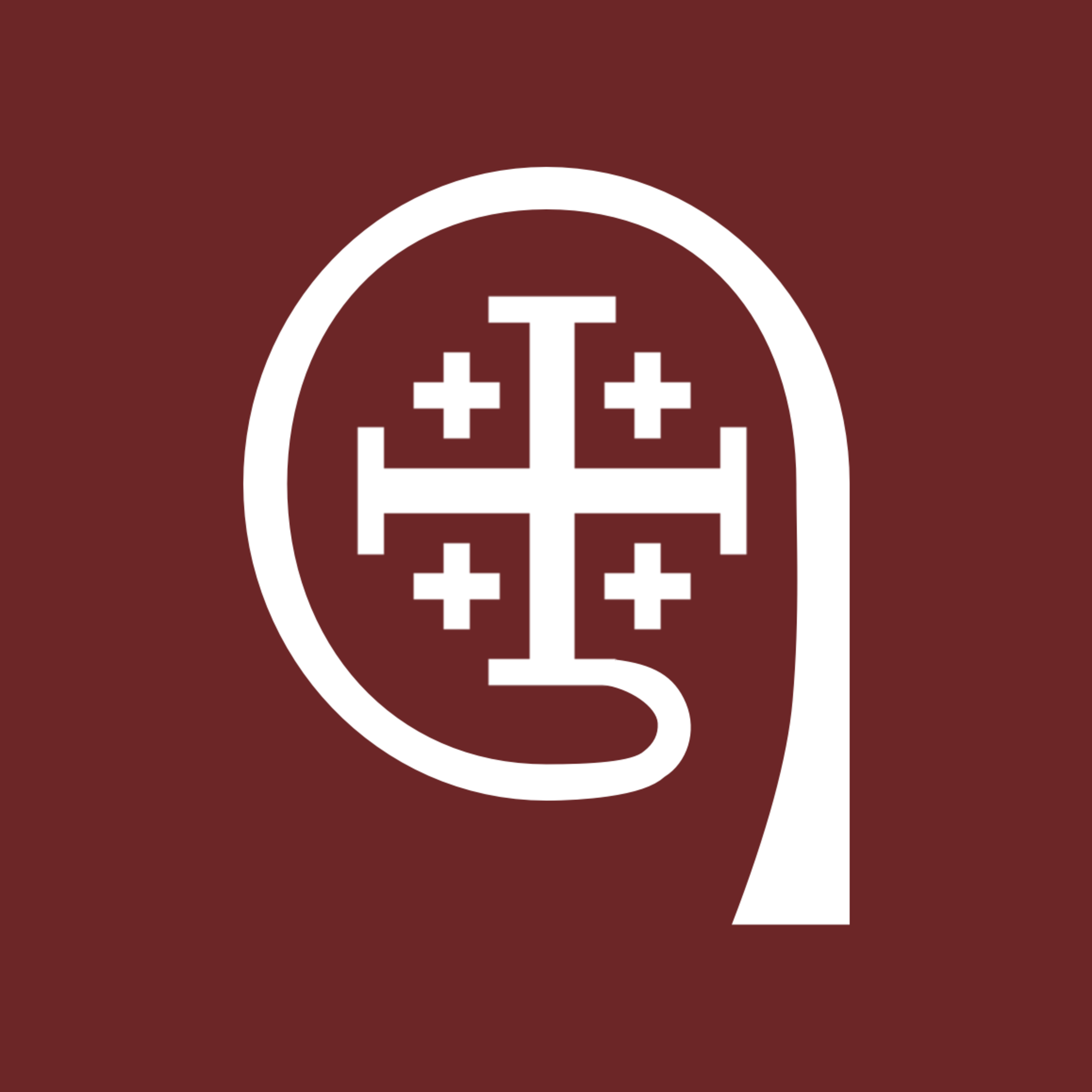 Square Logo   Maroon Background
