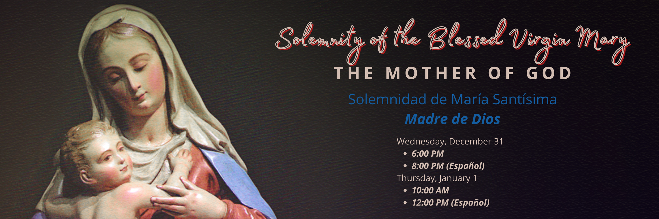 Solemnity Of The Blessed Virgin Mary Fb 36 X 12 In